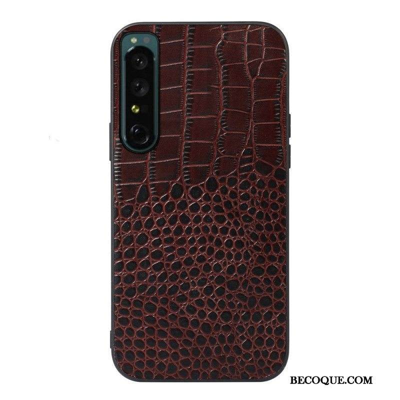 Kuori Sony Xperia 1 IV Aito Crocodile Texture -nahka