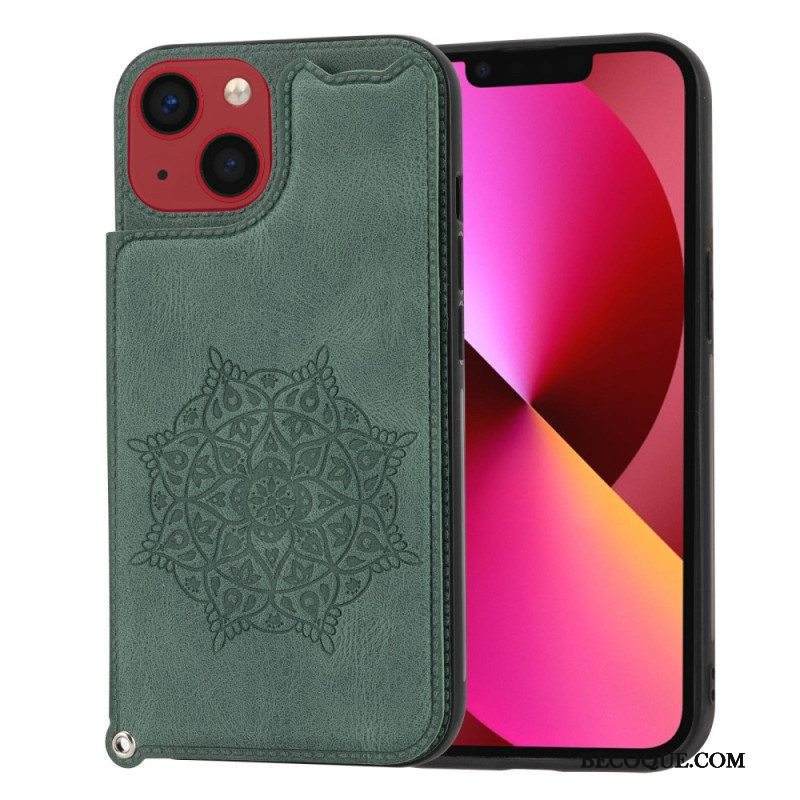 Kuori iPhone 14 Suojaketju Kuori Mandala Strap -korttipidike