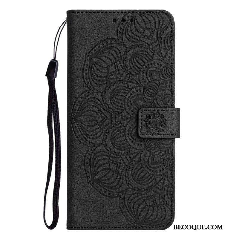 Nahkakotelo Samsung Galaxy A54 5G Suojaketju Kuori Strappy Mandala Print