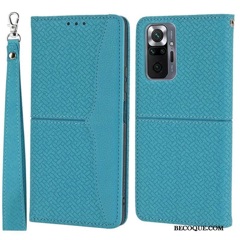 Nahkakotelo Xiaomi Redmi Note 10 Pro Suojaketju Kuori Strappy Woven Leather Style