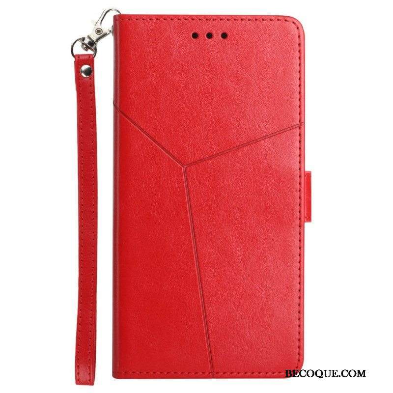 Nahkakotelo Xiaomi Redmi Note 11 Pro Plus 5G Suojaketju Kuori Strappy Geometric Leather Style