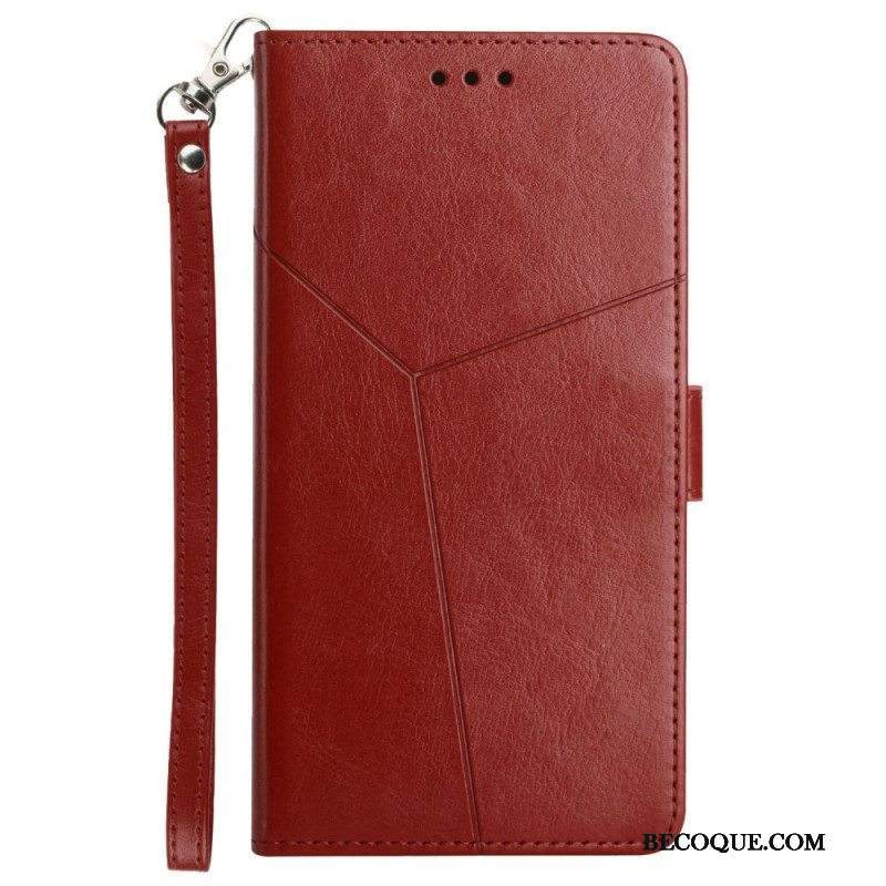 Nahkakotelo Xiaomi Redmi Note 11 Pro Plus 5G Suojaketju Kuori Strappy Geometric Leather Style