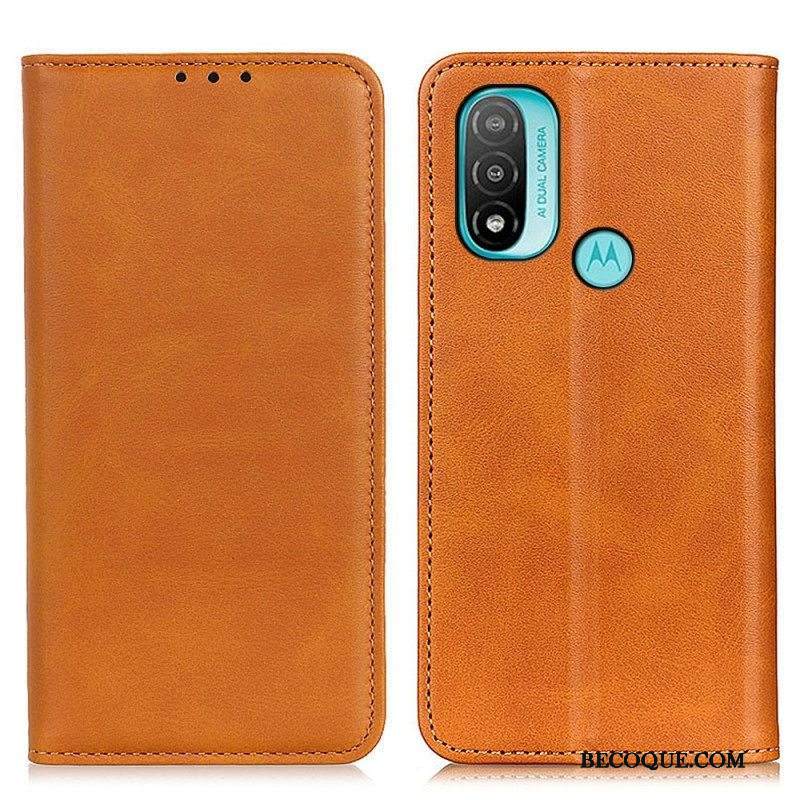 Puhelinkuoret Moto E40 / E30 / E20 Kotelot Flip Elegance Haljattu Nahka