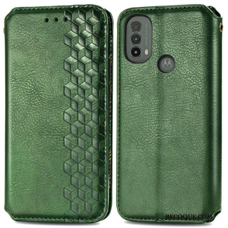 Puhelinkuoret Moto E40 / E30 / E20 Kotelot Flip Nahkaefekti Diamond Texture