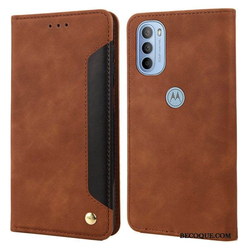 Puhelinkuoret Moto G51 5G Kotelot Flip Kaksisävyinen Business Leather -efekti