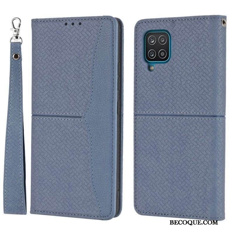 Puhelinkuoret Samsung Galaxy M12 / A12 Suojaketju Kuori Kotelot Flip Strappy Woven Leather Style