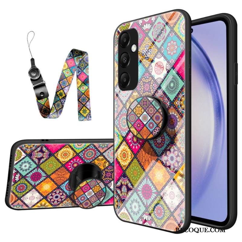 Case Samsung Galaxy A55 5g Puhelinkuoret Tuki- Ja Patchwork-hihnalla