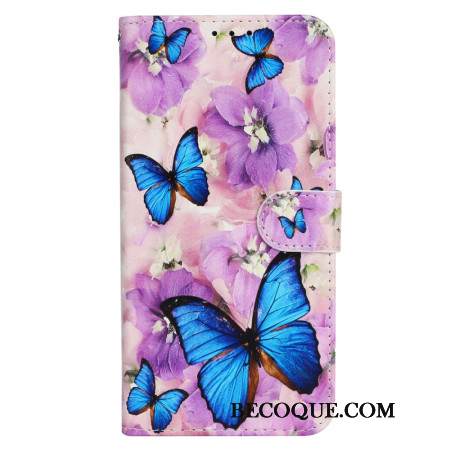 Kotelot Motorola Edge 50 Puhelinkuoret Purple Flowers And Blue Butterflies Premium