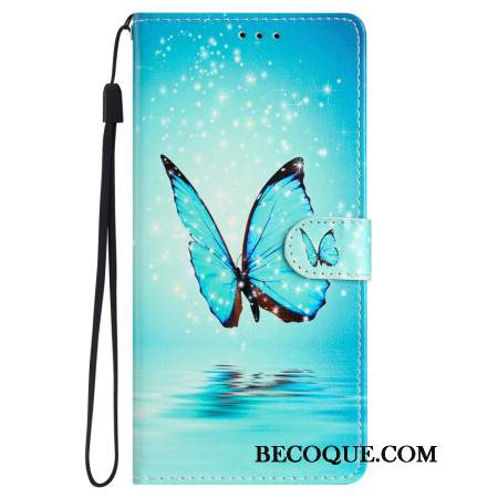 Kotelot Samsung Galaxy S24 Plus 5g Blue Butterfly Lanyard Flightissa