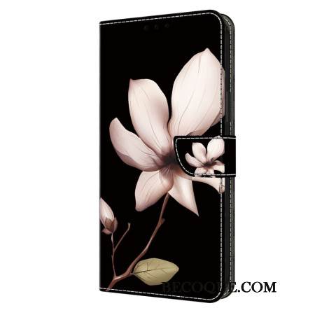 Kotelot Xiaomi Redmi Note 13 5g Vaaleanpunainen Kukka Mustalla Taustalla Suojakuori