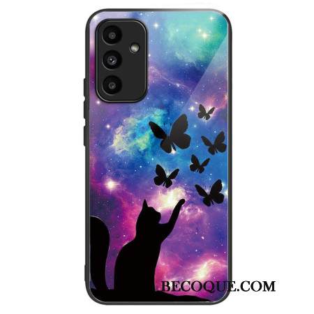 Kuori Samsung Galaxy A15 Tempered Glass Cat And Butterflies