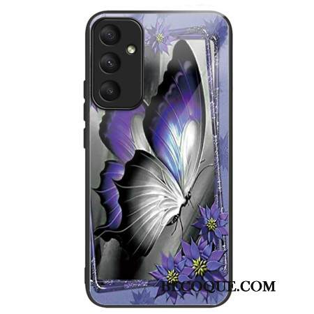 Kuori Samsung Galaxy A55 5g Purple Butterfly Tempered Glass