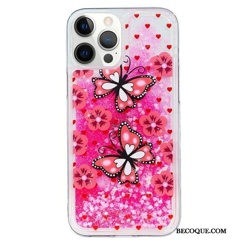 Kuori iPhone 15 Pro Perhoset Glitter