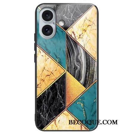 Kuori iPhone 16 Plus Tempered Glass Marble Burst