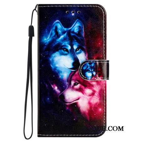 Nahkakotelo iPhone 16 Pro Lanyard Wolves